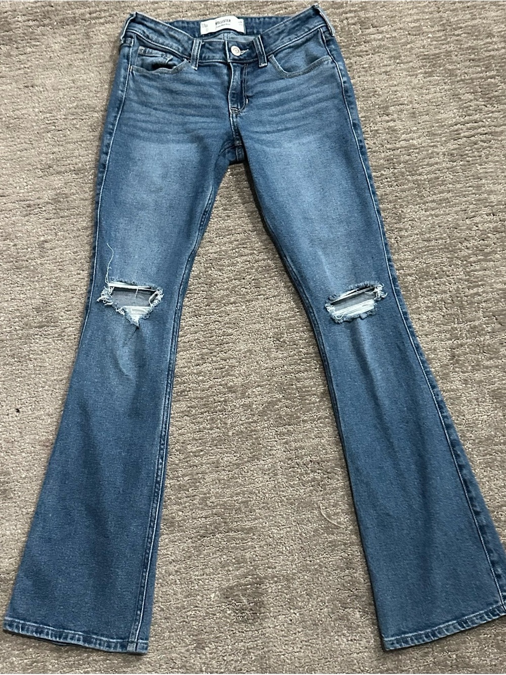 Hollister Blue Distressed Flare Jeans